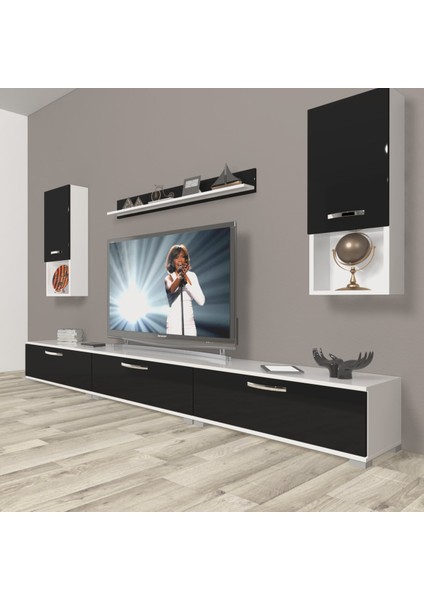 Eko 270DA Mdf Tv Ünitesi Tv Sehpası - Beyaz - Siyah