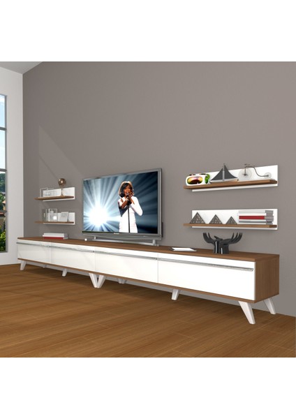 Eko 360R Mdf Retro Tv Ünitesi Tv Sehpası - Ceviz - Beyaz