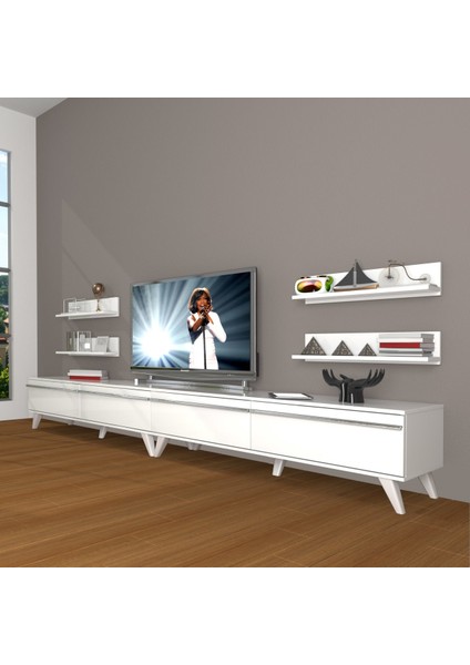 Eko 360R Mdf Retro Tv Ünitesi Tv Sehpası - Parlak Beyaz