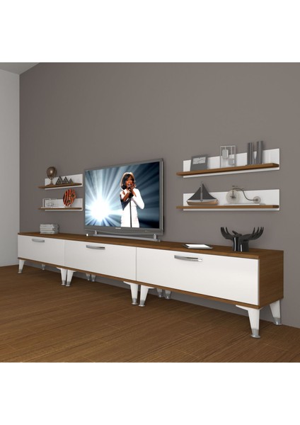 Eko 270R Slm Silver Tv Ünitesi Tv Sehpası - Ceviz - Beyaz