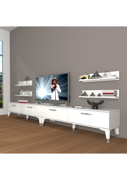 Eko 360R Slm Silver Tv Ünitesi Tv Sehpası - Parlak Beyaz