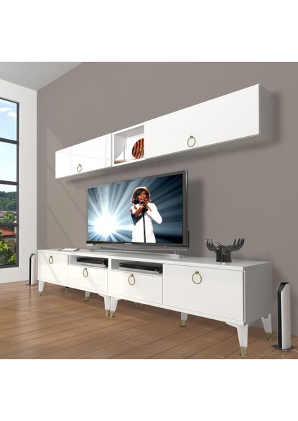 Eko 5200 Mdf Gold Tv Ünitesi Tv Sehpası - Parlak Beyaz
