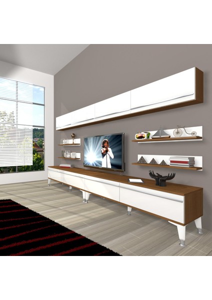 Eko 360Y Mdf Silver Tv Ünitesi Tv Sehpası - Ceviz - Beyaz