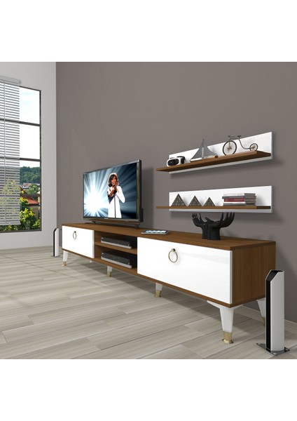 Eko 4 Mdf DVD Gold Tv Ünitesi Tv Sehpası - Ceviz - Beyaz