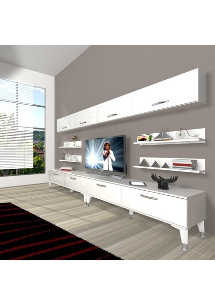 Eko 360Y Slm Silver Tv Ünitesi Tv Sehpası - Parlak Beyaz