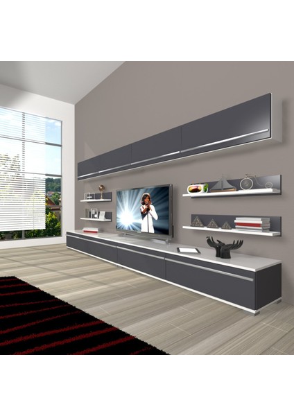 Eko 360Y Mdf Tv Ünitesi Tv Sehpası - Beyaz - Antrasit