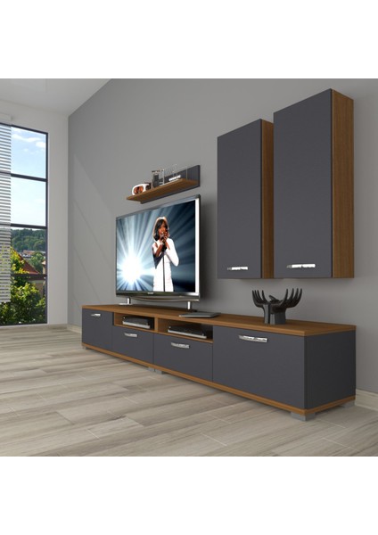 Eko 5200D Mdf Tv Ünitesi Tv Sehpası - Ceviz - Antrasit