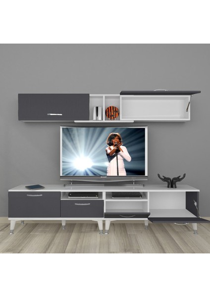 Eko 5220 Mdf Silver Tv Ünitesi Tv Sehpası - Beyaz - Antrasit