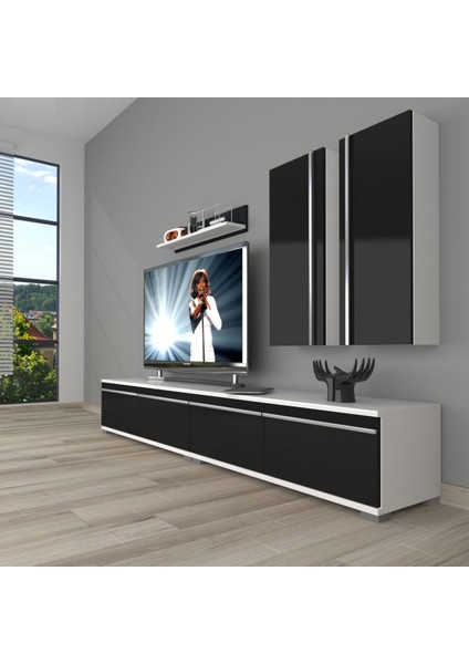 Eko 5200T Mdf Tv Ünitesi Tv Sehpası - Beyaz - Siyah