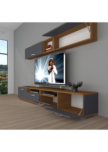 Eko 5200 Mdf Tv Ünitesi Tv Sehpası - Ceviz - Antrasit