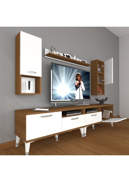 Eko 5220DA Slm Silver Tv Ünitesi Tv Sehpası - Ceviz - Beyaz