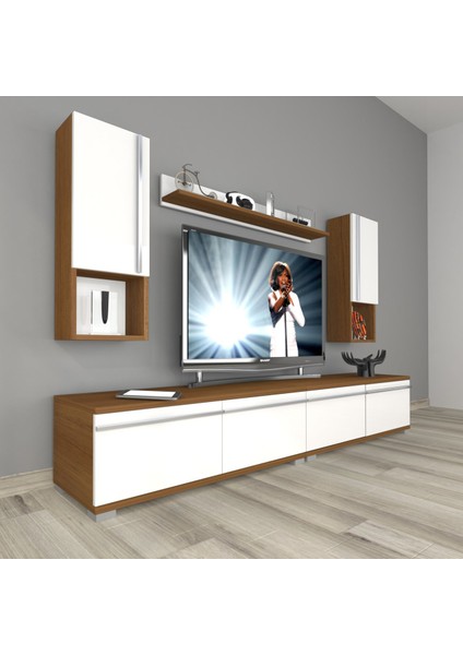 Eko 5200TA Mdf Tv Ünitesi Tv Sehpası - Ceviz - Beyaz