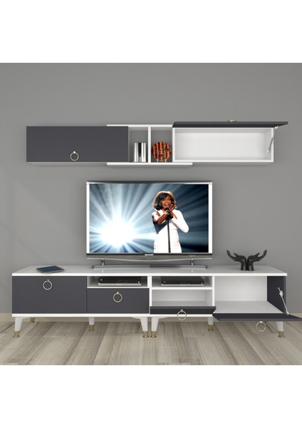 Eko 5220 Mdf Gold Tv Ünitesi Tv Sehpası - Beyaz - Antrasit