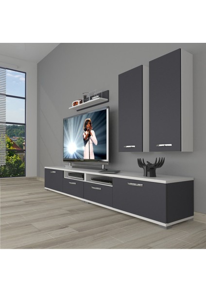 Eko 5220D Mdf Tv Ünitesi Tv Sehpası - Beyaz - Antrasit