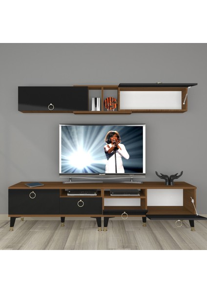 Eko 5220 Mdf Gold Tv Ünitesi Tv Sehpası - Ceviz - Siyah