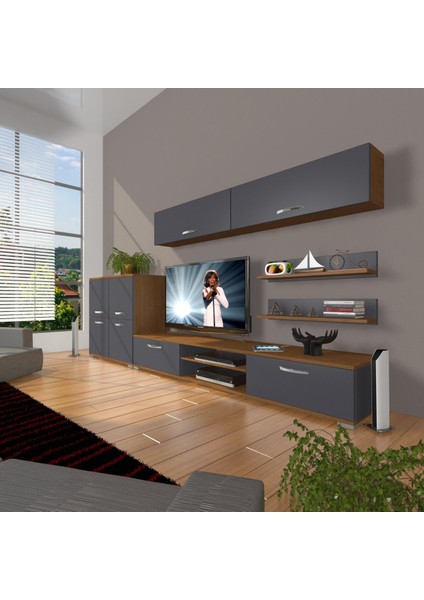 Eko 6y Mdf DVD Tv Ünitesi Tv Sehpası - Ceviz - Antrasit