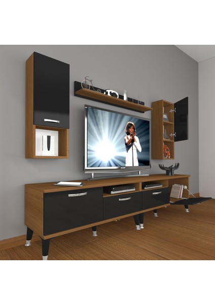Eko 5220DA Mdf Silver Tv Ünitesi Tv Sehpası - Ceviz - Siyah