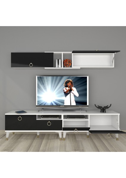 Eko 5220 Mdf Gold Tv Ünitesi Tv Sehpası - Beyaz - Siyah