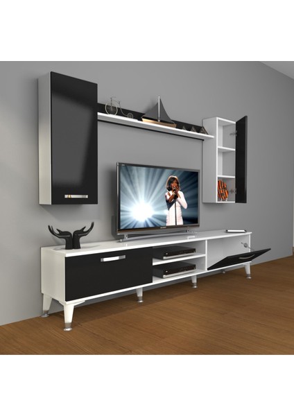Eko 7 Slm DVD Silver Tv Ünitesi Tv Sehpası - Beyaz - Siyah