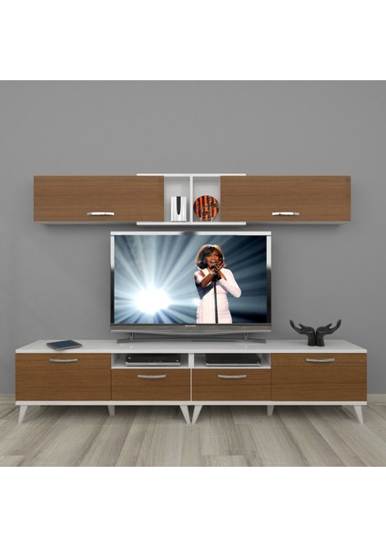 Eko 5220 Mdf Retro Tv Ünitesi Tv Sehpası - Beyaz - Ceviz
