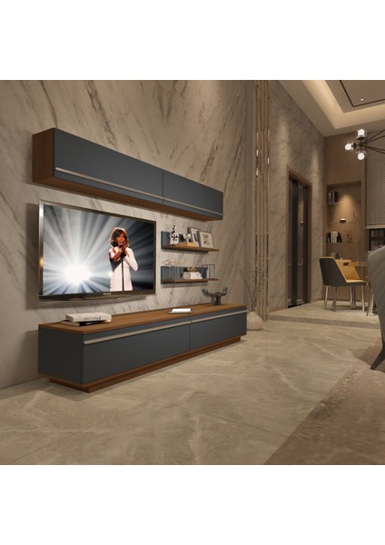 Eko 5b Mdf Std Tv Ünitesi Tv Sehpası - Ceviz - Antrasit