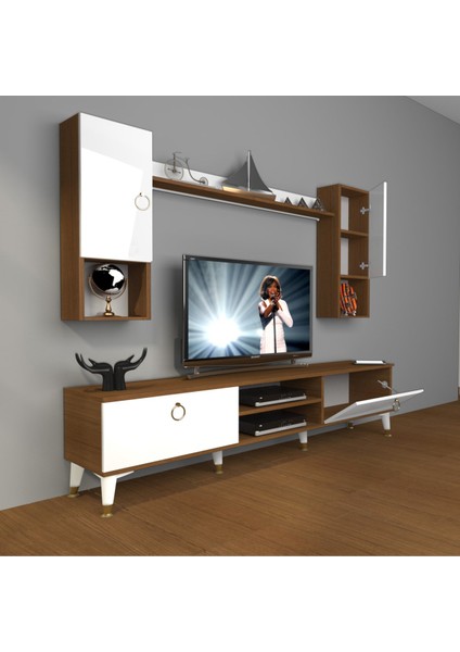 Eko 5da Mdf DVD Gold Tv Ünitesi Tv Sehpası - Ceviz - Beyaz