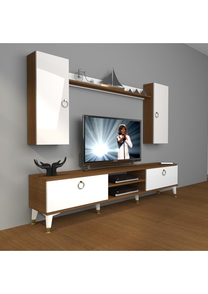 Eko 7 Mdf DVD Gold Tv Ünitesi Tv Sehpası - Ceviz - Beyaz
