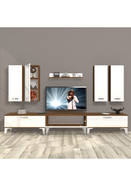 Eko 8d Slm Silver Tv Ünitesi Tv Sehpası - Ceviz - Beyaz