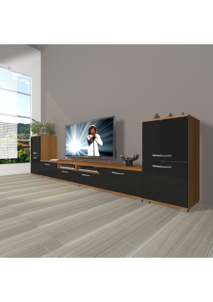 Eko 9200 Mdf Tv Ünitesi Tv Sehpası - Ceviz - Siyah