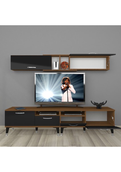 Eko 5220 Mdf Silver Tv Ünitesi Tv Sehpası - Ceviz - Siyah