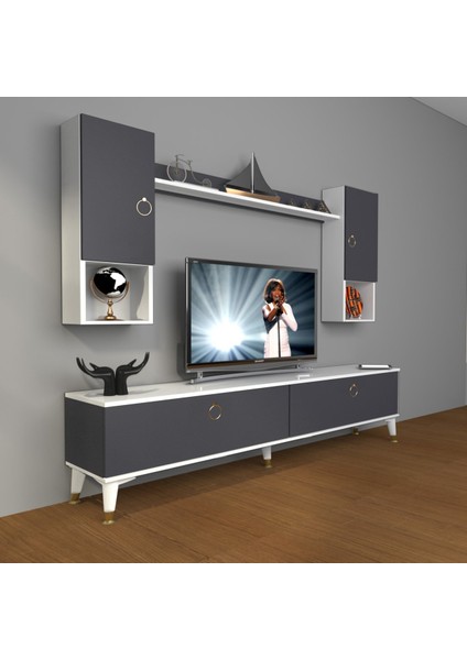 Eko 5da Mdf Std Gold Tv Ünitesi Tv Sehpası - Beyaz - Antrasit
