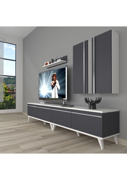 Eko 5220T Mdf Retro Tv Ünitesi Tv Sehpası - Beyaz - Antrasit