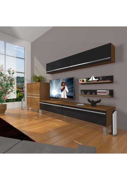 Eko 6y Mdf Std Krom Ayaklı Tv Ünitesi Tv Sehpası - Beyaz - Antrasit