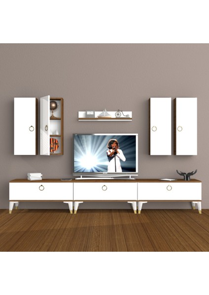 Eko 8d Mdf Gold Tv Ünitesi Tv Sehpası - Ceviz - Beyaz