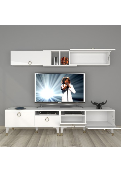 Eko 5220 Mdf Gold Tv Ünitesi Tv Sehpası - Parlak Beyaz