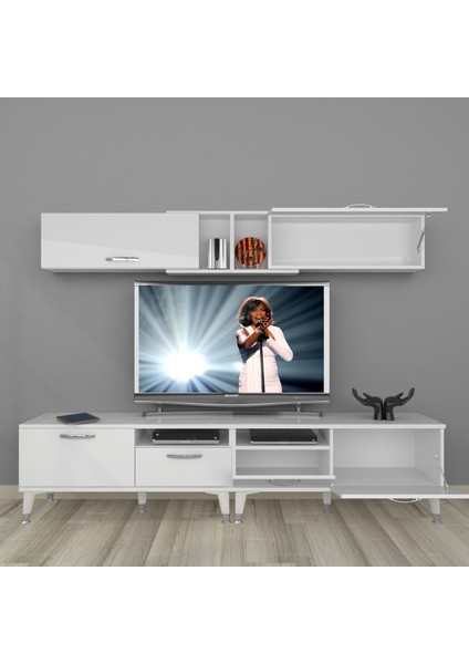 Eko 5220 Mdf Silver Tv Ünitesi Tv Sehpası - Parlak Beyaz