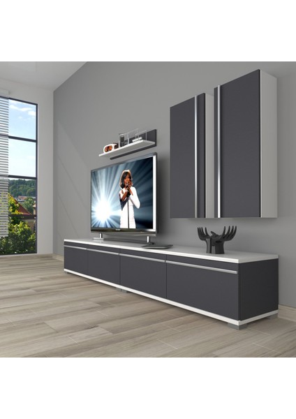 Eko 5220T Mdf Tv Ünitesi Tv Sehpası - Beyaz - Antrasit