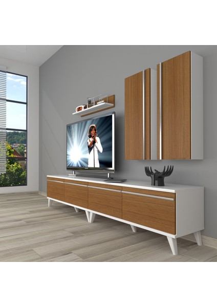 Eko 5220T Mdf Retro Tv Ünitesi Tv Sehpası - Beyaz - Ceviz