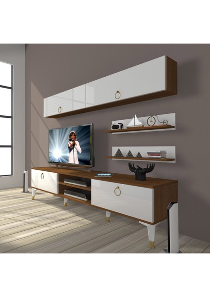 Eko 5 Mdf DVD Gold Tv Ünitesi Tv Sehpası - Ceviz - Beyaz