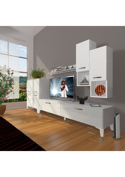 Eko 6da Slm Std Silver Tv Ünitesi Tv Sehpası - Parlak Beyaz