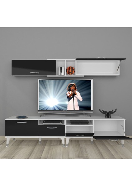 Eko 5220 Slm Silver Tv Ünitesi Tv Sehpası - Beyaz - Siyah