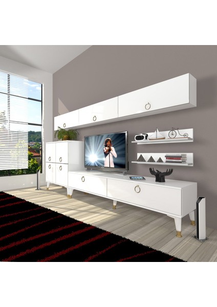 Eko 8 Mdf Std Gold Tv Ünitesi Tv Sehpası - Parlak Beyaz