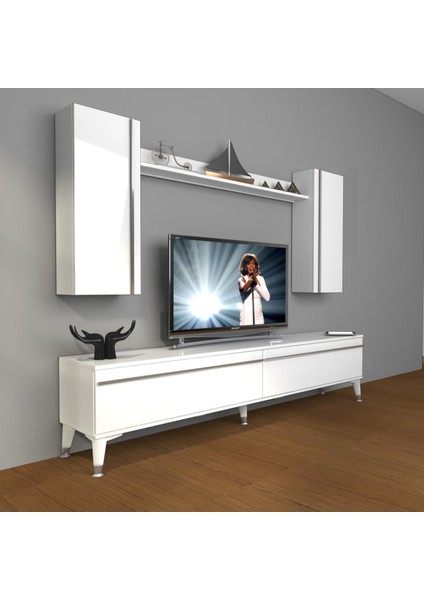 Eko 7 Mdf Std Silver Tv Ünitesi Tv Sehpası - Parlak Beyaz