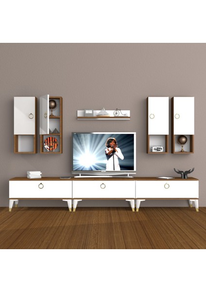 Eko 8da Mdf Gold Tv Ünitesi Tv Sehpası - Ceviz - Beyaz
