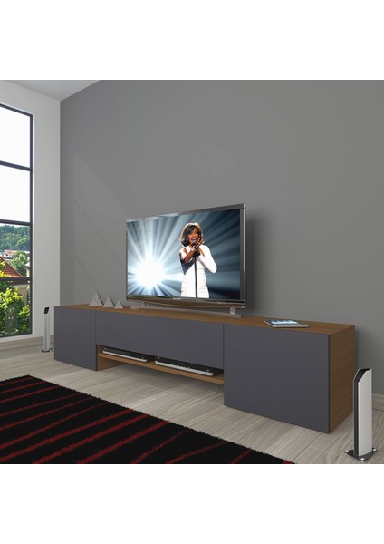 1e1 Mdf Tv Ünitesi Tv Sehpası - Ceviz - Antrasit