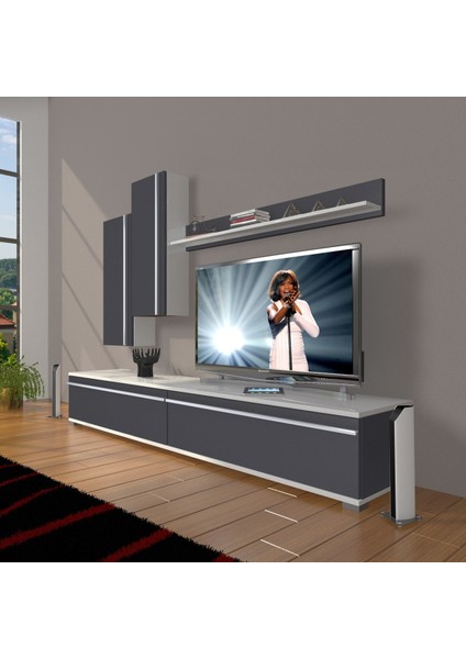 Eko 7 Mdf Std Tv Ünitesi Tv Sehpası - Beyaz - Antrasit