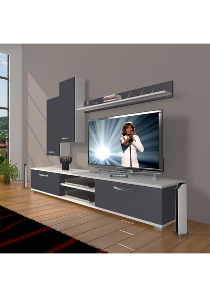 Eko 7 Mdf DVD Tv Ünitesi Tv Sehpası - Beyaz - Antrasit