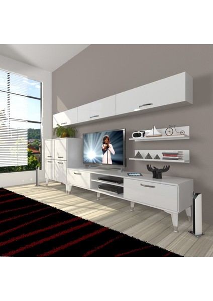 Eko 8 Mdf DVD Silver Tv Ünitesi Tv Sehpası - Parlak Beyaz