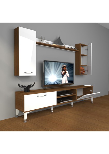 Eko 7 Mdf DVD Silver Tv Ünitesi Tv Sehpası - Ceviz - Beyaz