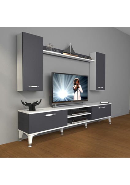 Eko 7 Mdf DVD Silver Tv Ünitesi Tv Sehpası - Beyaz - Antrasit